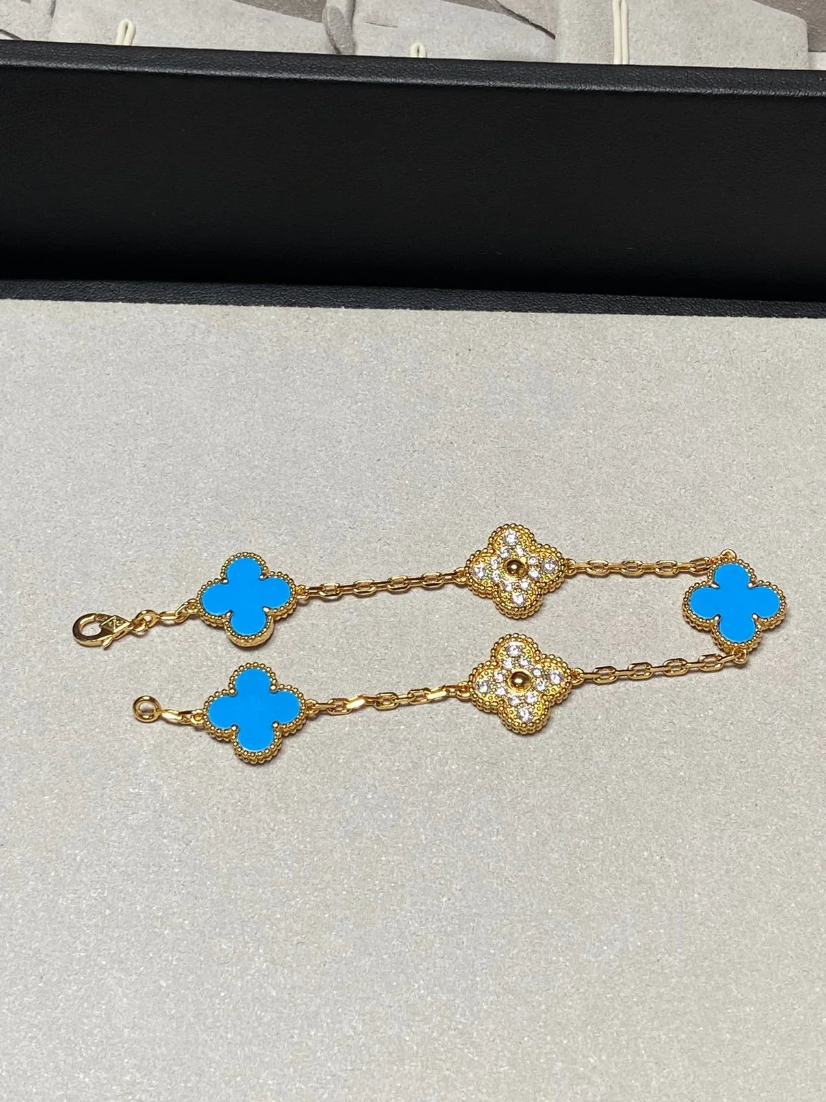 [Star]New CLOVER 5 MOTIF BLUE AGATE BRACELET COLLECTION