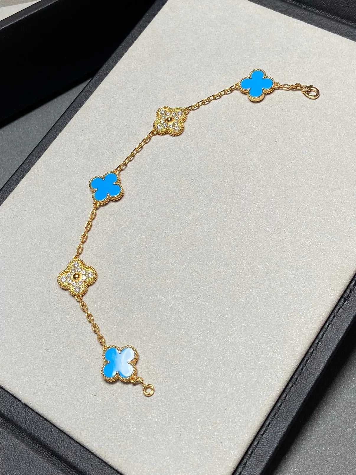 [Star]New CLOVER 5 MOTIF BLUE AGATE BRACELET COLLECTION