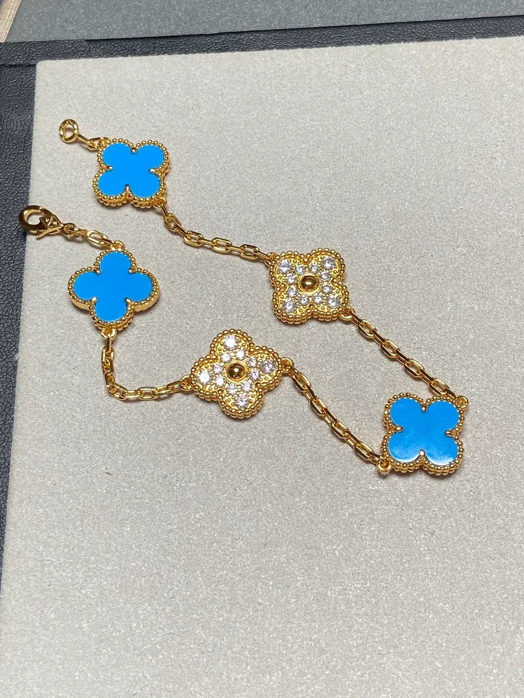 [Star]New CLOVER 5 MOTIF BLUE AGATE BRACELET COLLECTION