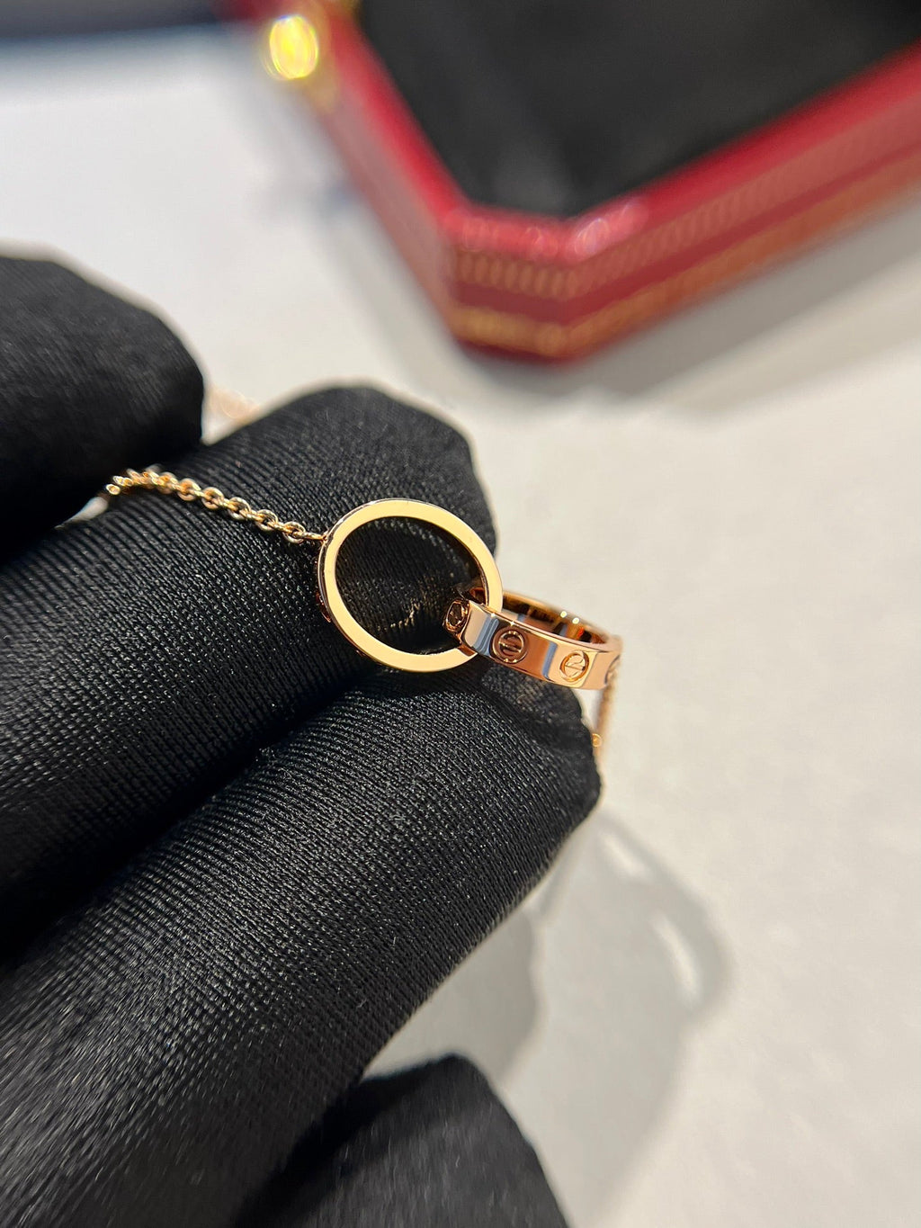 ¡®Star¡¯LOVE NECKLACE DOUBLE RING PINK GOLD