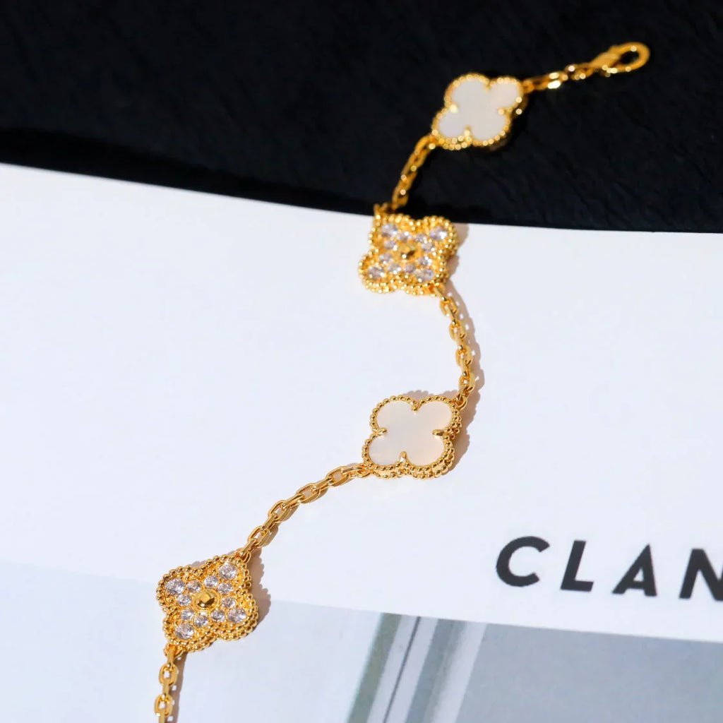 [Star]New CLOVER WHITE PEARL MOP 5 MOTIF BRACELET COLLECTION