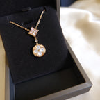 ¡®Star¡¯STAR AND SUN WHITE MOP 2 MOTIF PINK GOLD NECKLACE