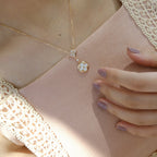 ¡®Star¡¯STAR AND SUN WHITE MOP 2 MOTIF PINK GOLD NECKLACE