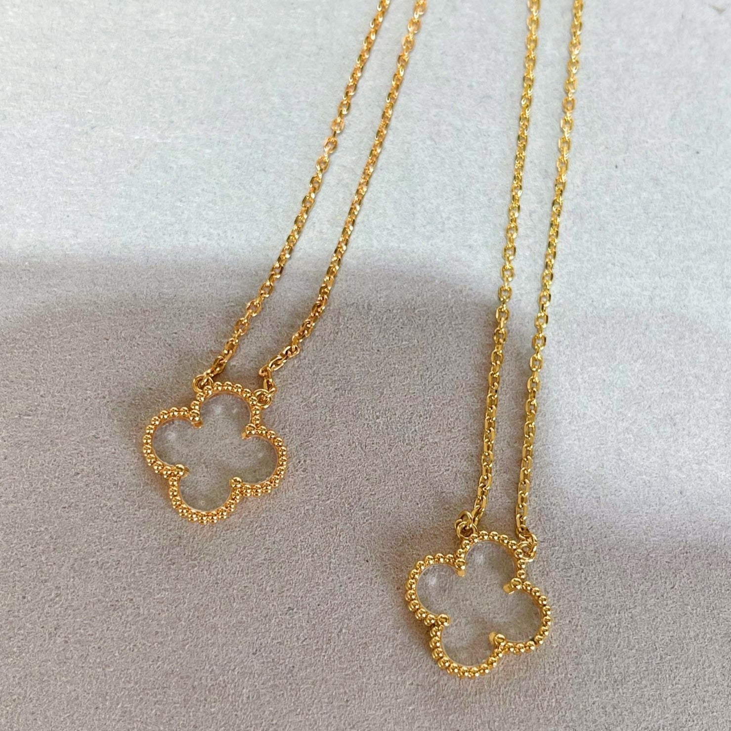 ¡®Star¡¯CLOVER ROCK CRYSTAL ROSE GOLD NECKLACE