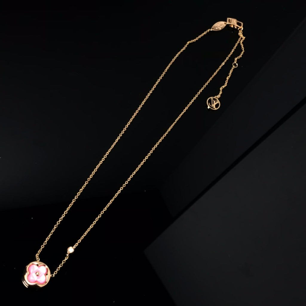 ¡®Star¡¯COLOR BLOSSOM PINK MOP SUN GOLD NECKLACE