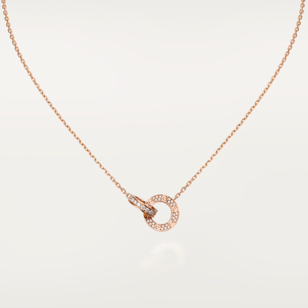 ¡®Star¡¯LOVE 7.6MM NECKLACE ROSE GOLD AND SILVER  FULL DIAMOND