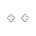 ¡®Star¡¯CLOVER MEDIUM 1 MOTIFS  WHITE MOP EARRINGS SILVER