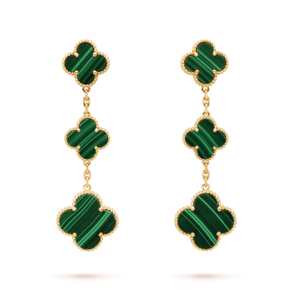 ¡®Star¡¯CLOVER MALACHITE 3 MOTIFS GOLD
