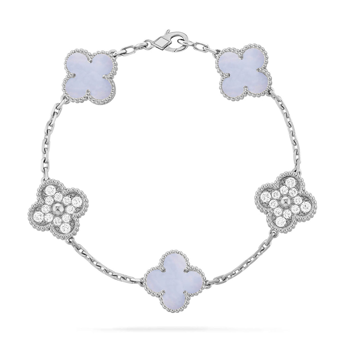 [Star]New  CLOVER 5 MOTIF PURPLE CHALCEDONY BRACELET COLLECTION