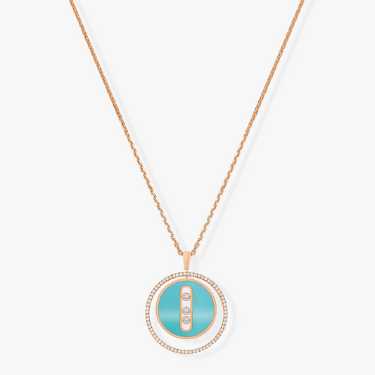 [moco jewelrys ]moco jewelrys MOVE 3 DIAMONDS TURQUOISE PINK GOLD DIAMOND NECKLACE
