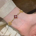 ¡®Star¡¯CLOVER 5 MOTIF PINK BLUE RED WHITE BRACELET