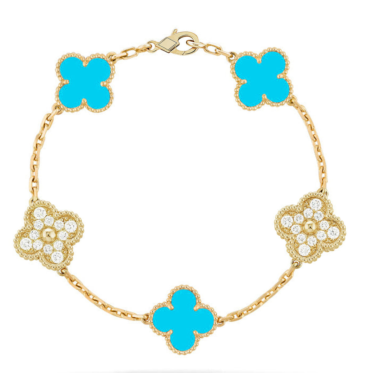 [Star]New  CLOVER 5 MOTIF TURQUOISE BRACELET COLLECTION