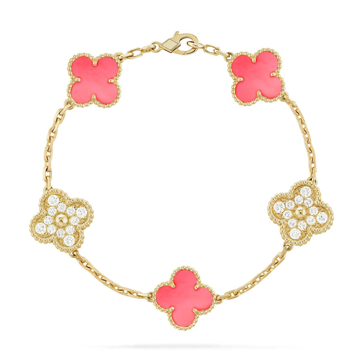 [Star]New  CLOVER 5 MOTIFS  PINK MOP BRACELET COLLECTION