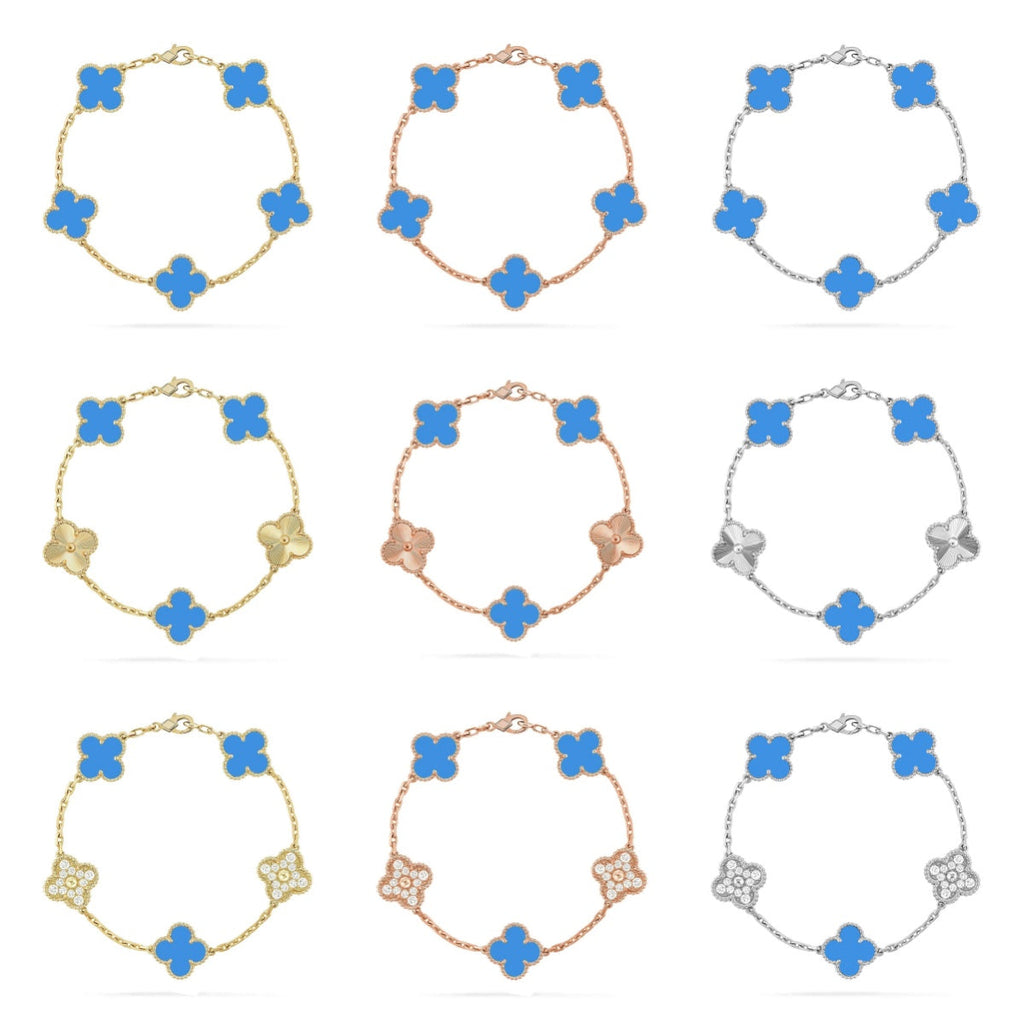 [Star]New CLOVER 5 MOTIF BLUE AGATE BRACELET COLLECTION