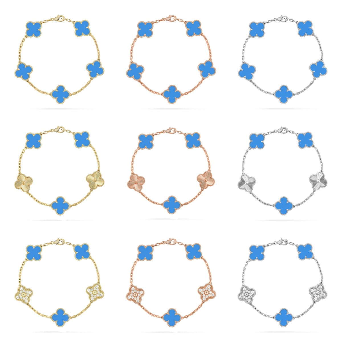 [Star]New CLOVER 5 MOTIF BLUE AGATE BRACELET COLLECTION