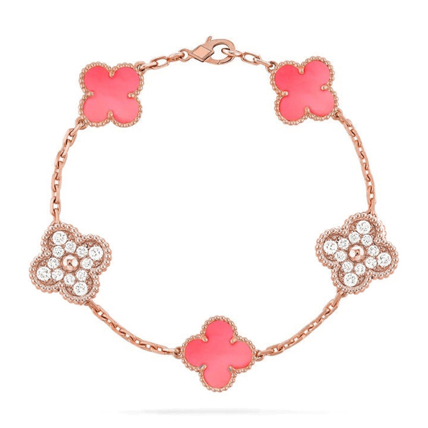 [Star]New  CLOVER 5 MOTIFS  PINK MOP BRACELET COLLECTION