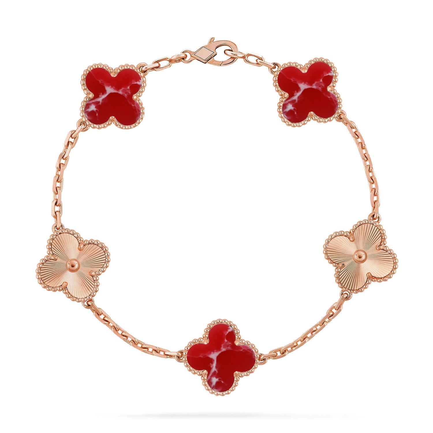 [Star]New CLOVER 5 MOTIF RED PATTERN BRACELET COLLECTION