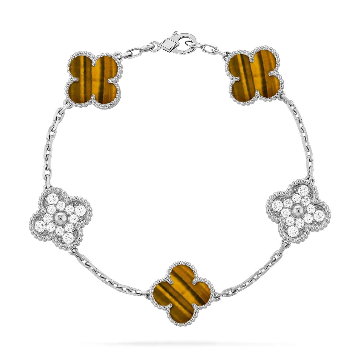 [Star]New  CLOVER 5 MOTIFS TIGER EYE BRACELET COLLECTION