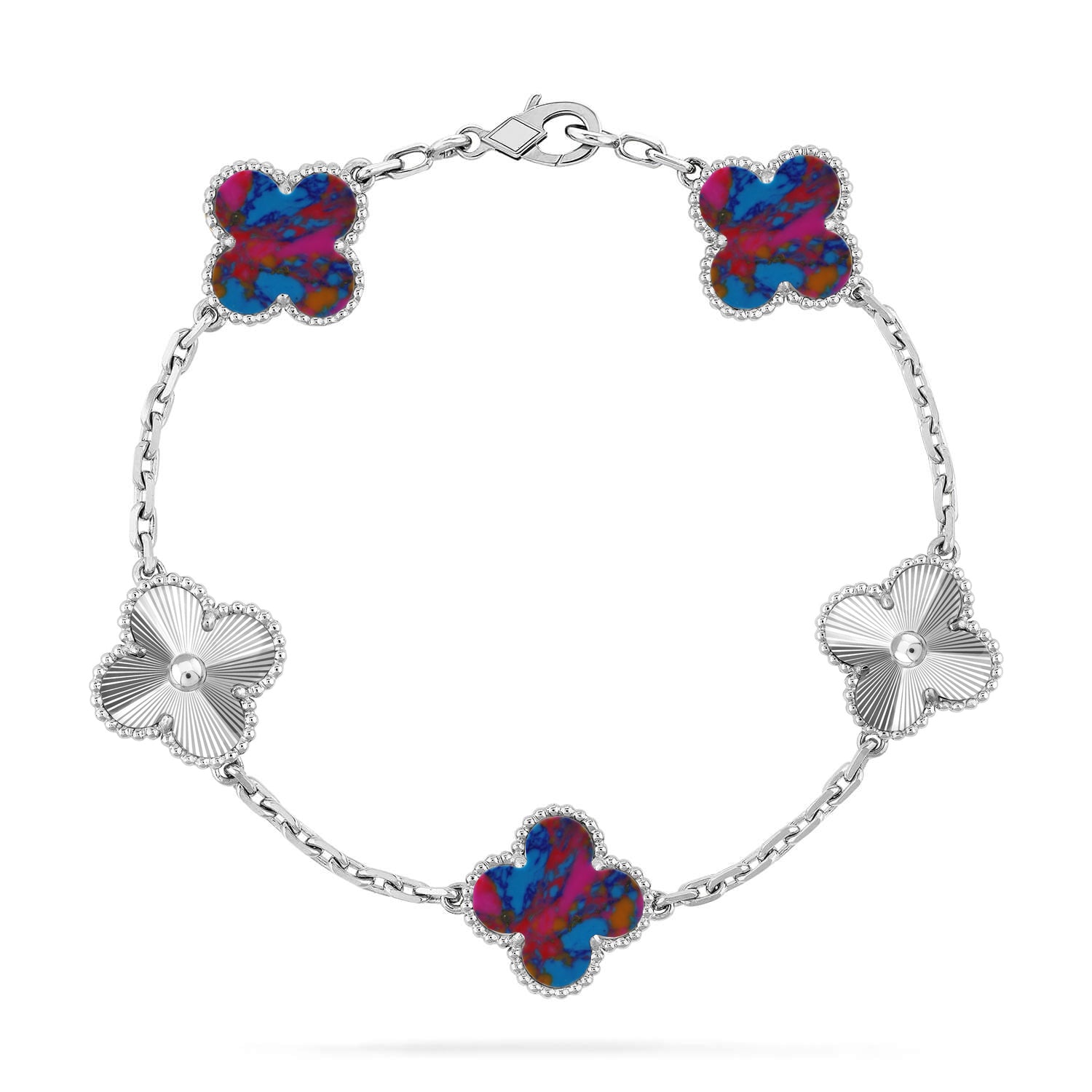 [Star]New CLOVER 5 MOTIF COLOR GEMSTONES BRACELET COLLECTION