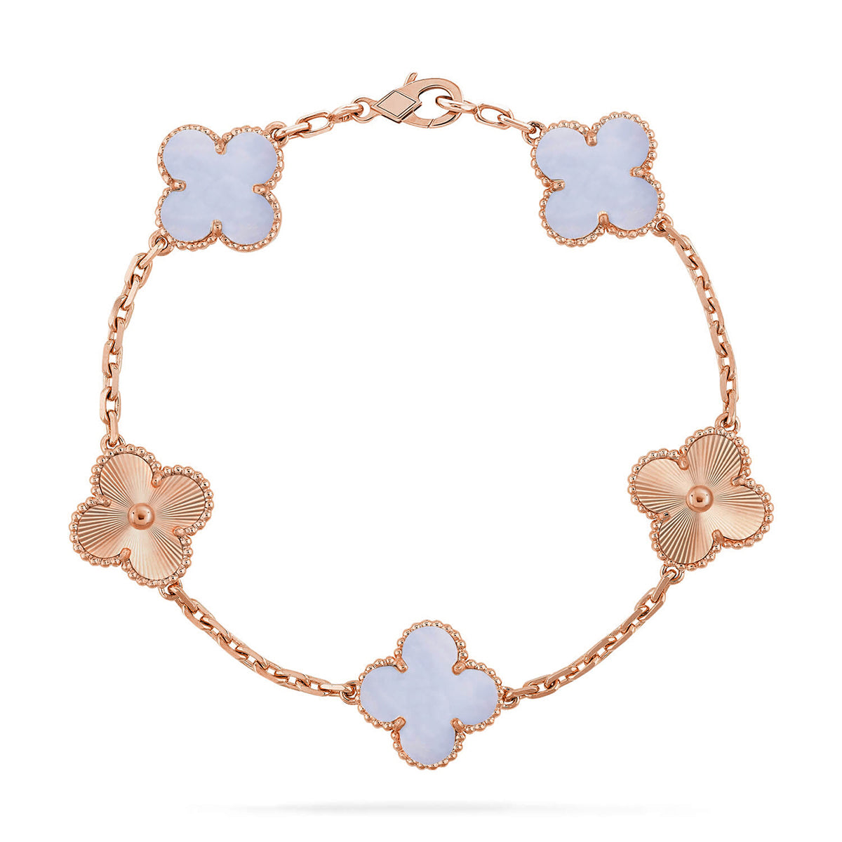 [Star]New  CLOVER 5 MOTIF PURPLE CHALCEDONY BRACELET COLLECTION