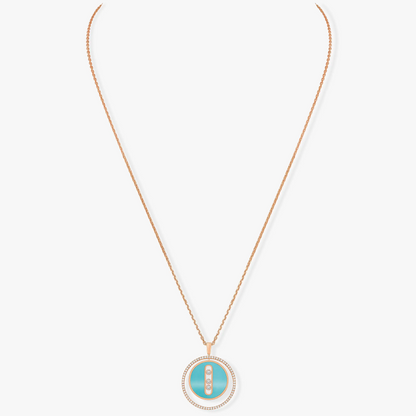 [moco jewelrys ]moco jewelrys MOVE 3 DIAMONDS TURQUOISE PINK GOLD DIAMOND NECKLACE