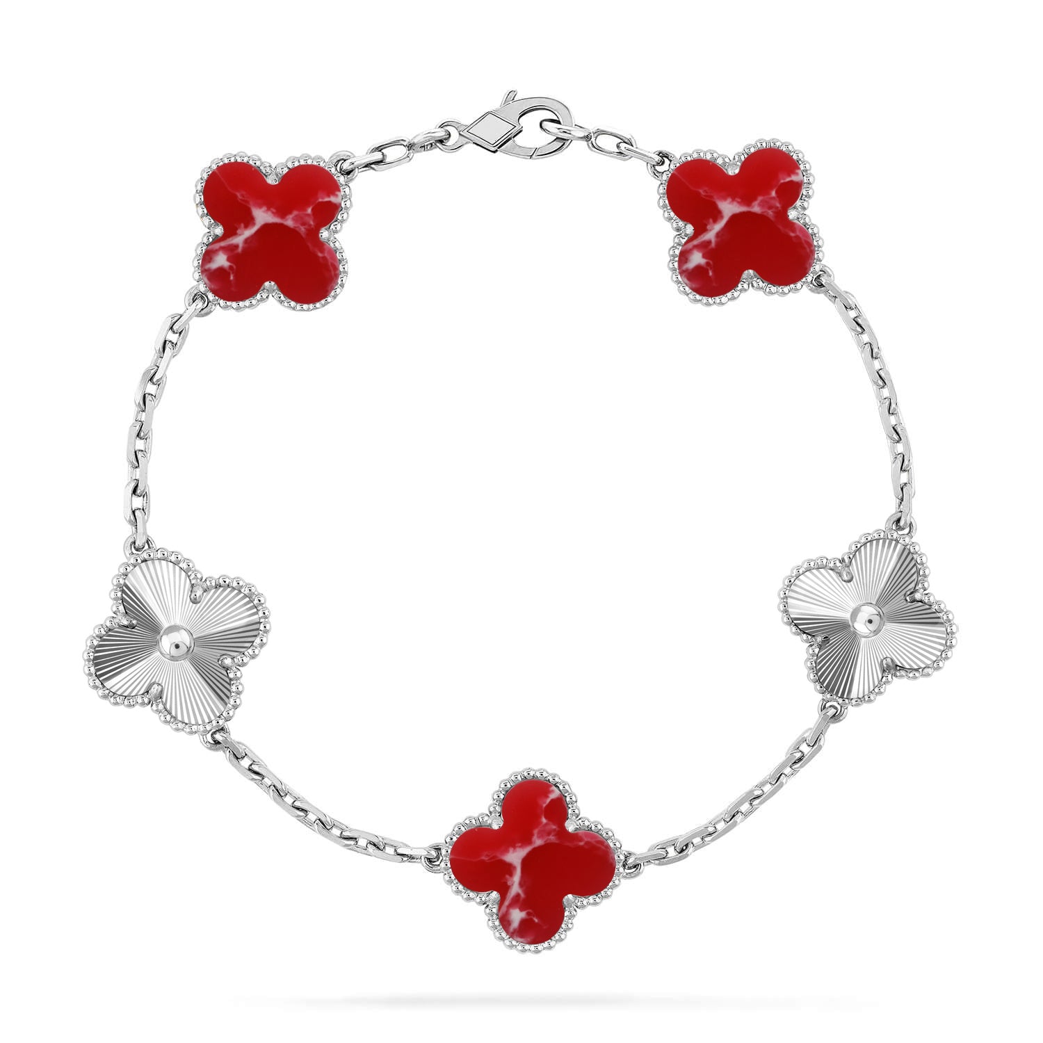 [Star]New CLOVER 5 MOTIF RED PATTERN BRACELET COLLECTION