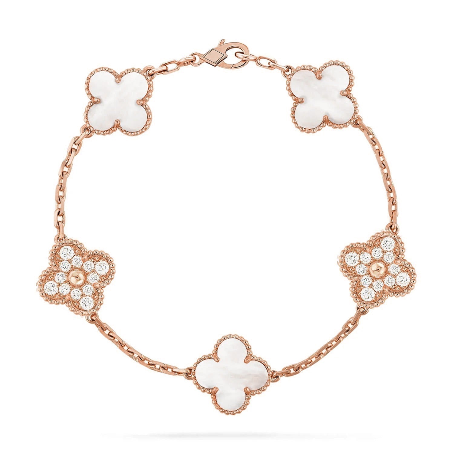 [Star]New CLOVER WHITE PEARL MOP 5 MOTIF BRACELET COLLECTION
