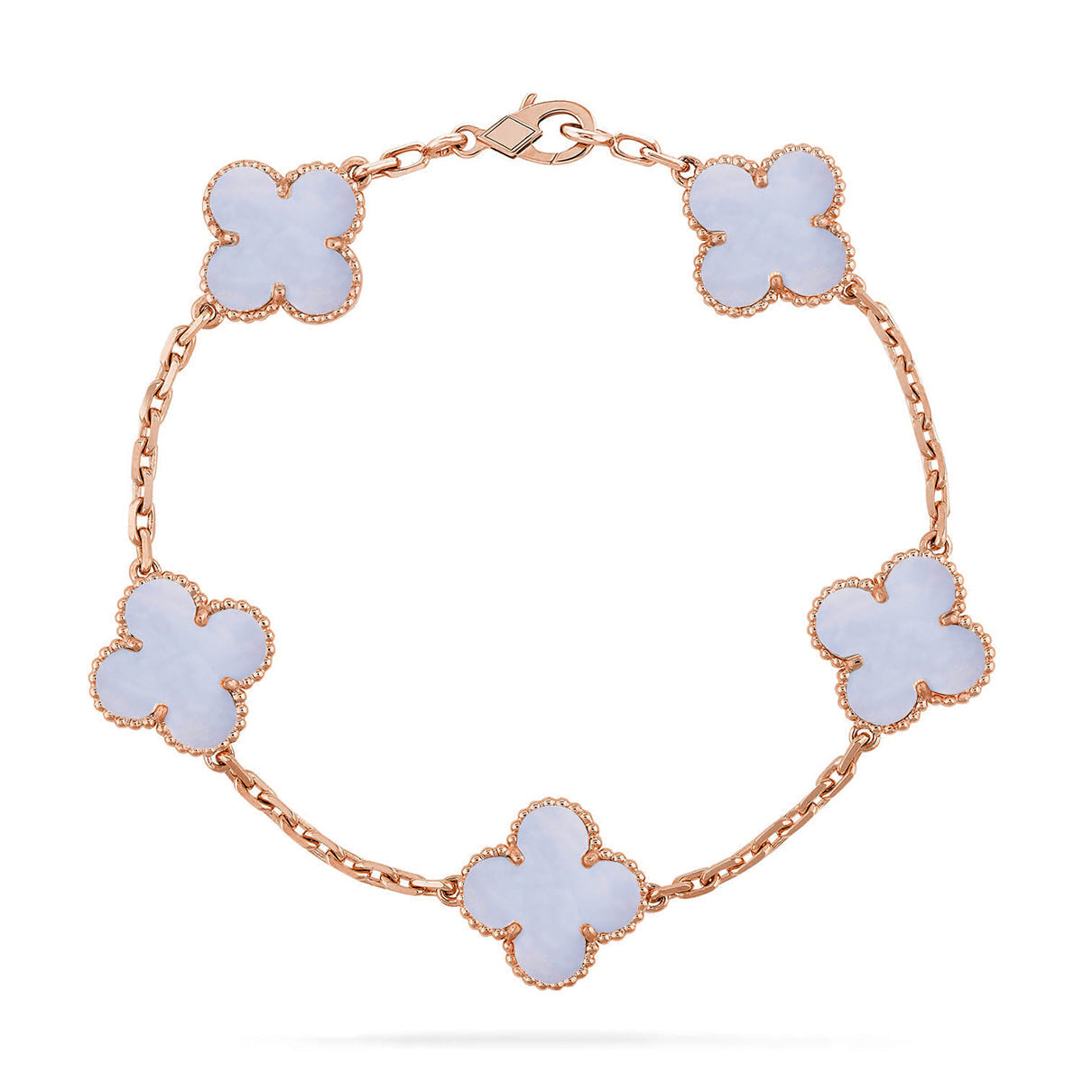 [Star]New  CLOVER 5 MOTIF PURPLE CHALCEDONY BRACELET COLLECTION