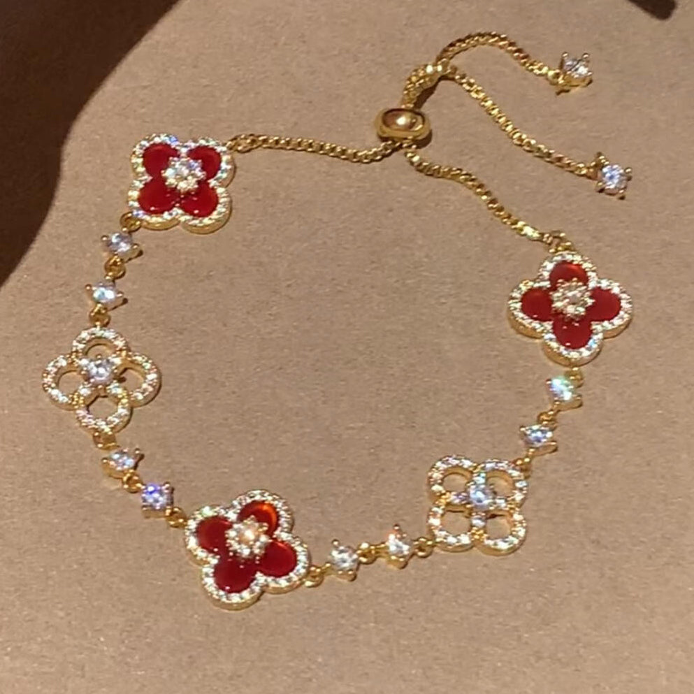 ¡®Star¡¯CLOVER 5 MOTIF PINK BLUE RED WHITE BRACELET