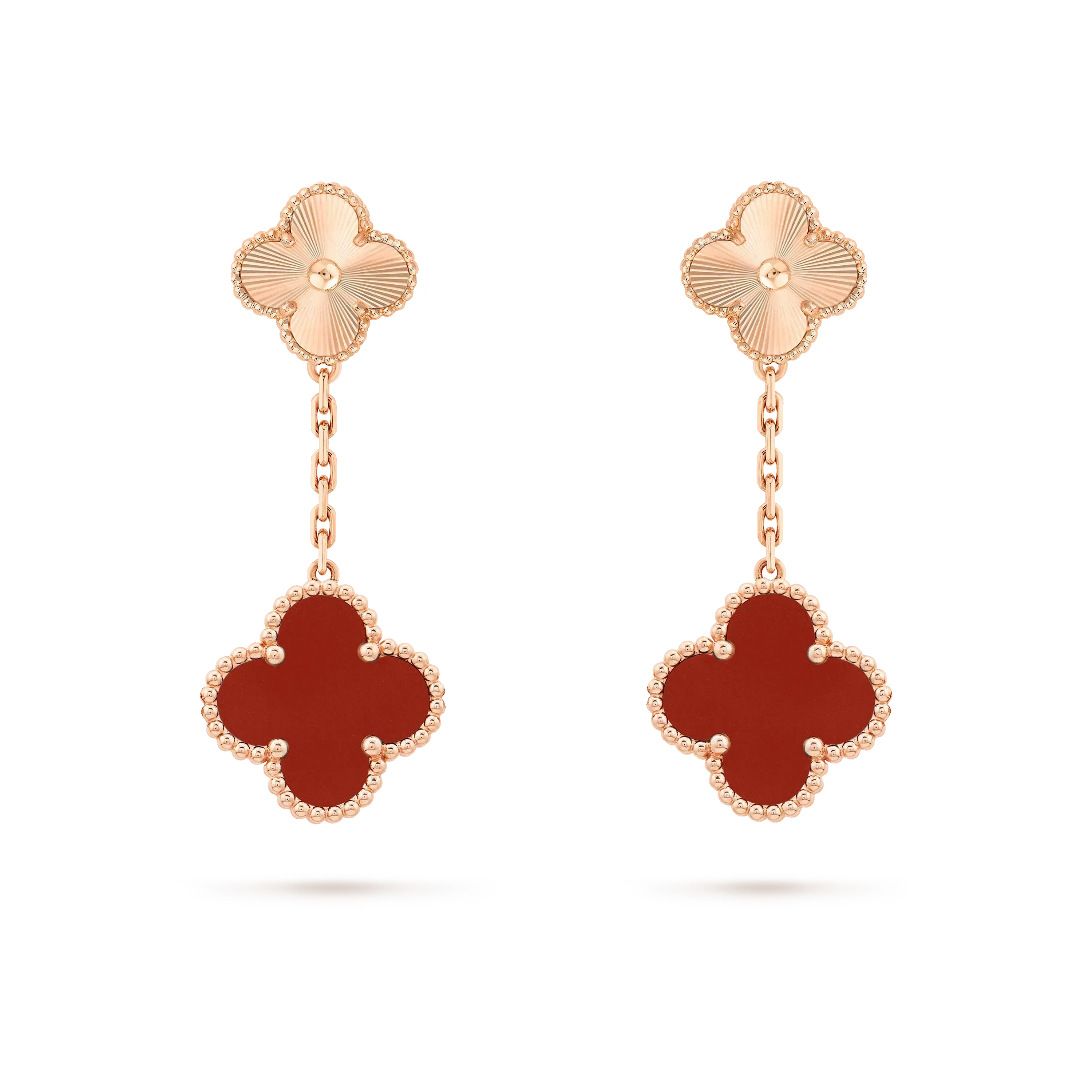 ¡®Star¡¯CLOVER 2 MOTIF  LASER CARNELIAN EARRINGS