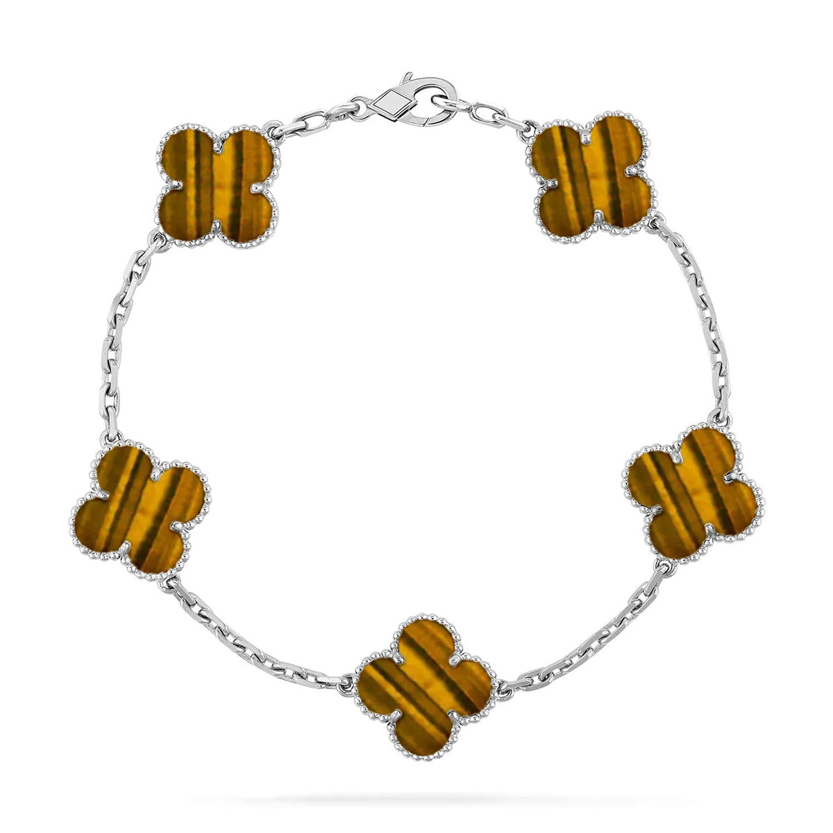 [Star]New  CLOVER 5 MOTIFS TIGER EYE BRACELET COLLECTION