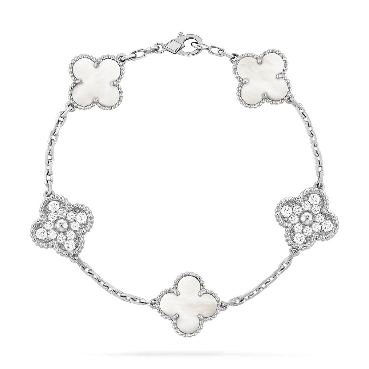 [Star]New CLOVER WHITE PEARL MOP 5 MOTIF BRACELET COLLECTION