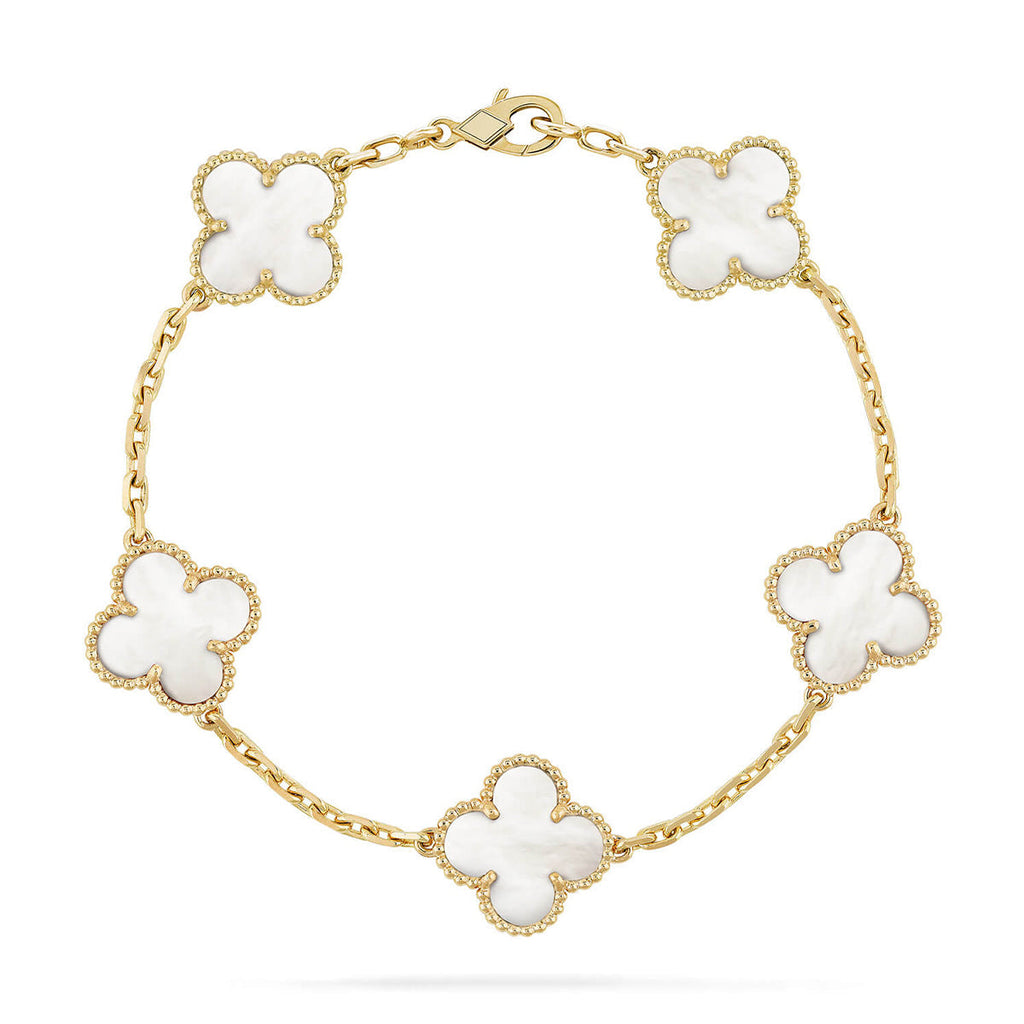 [Star]New CLOVER WHITE PEARL MOP 5 MOTIF BRACELET COLLECTION