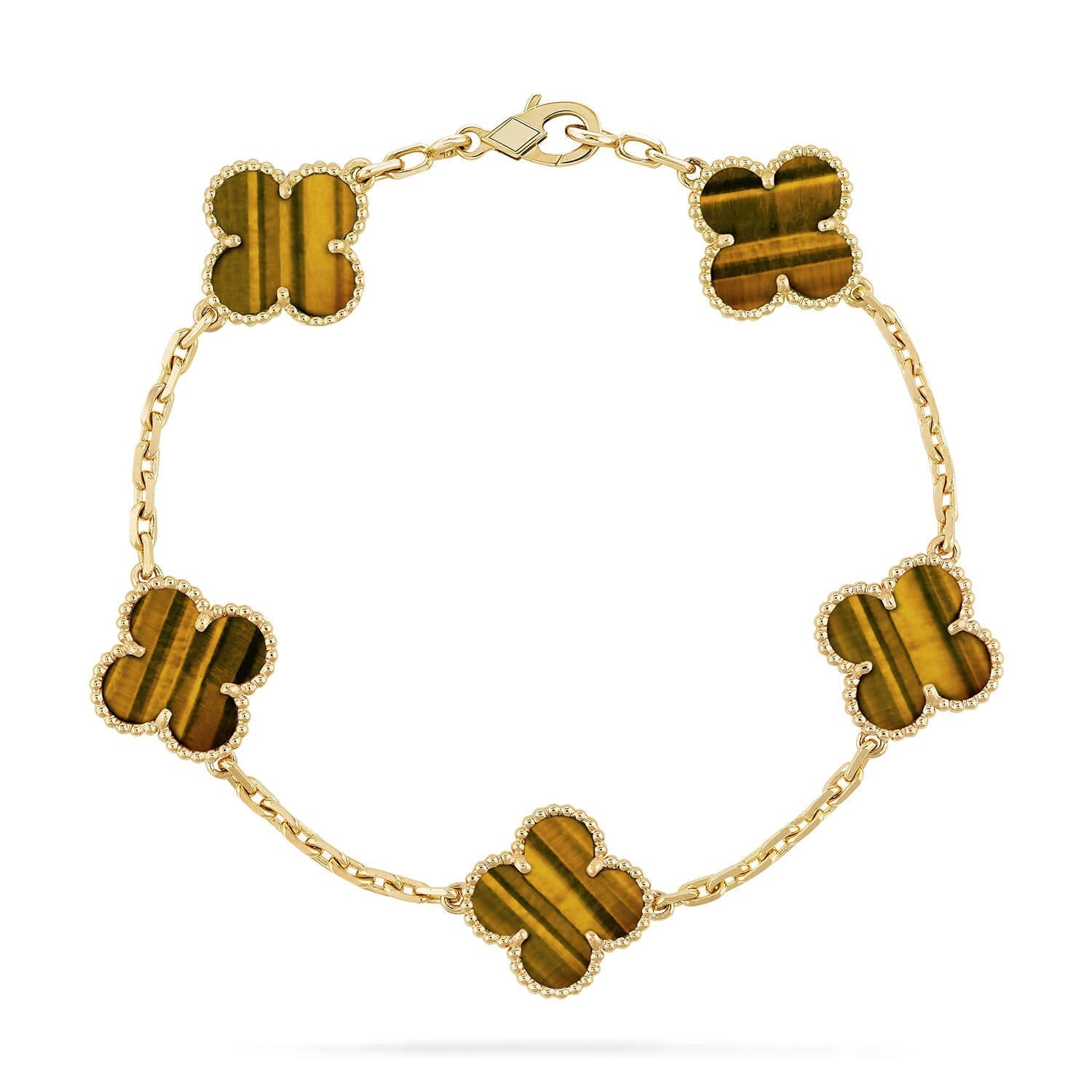 [Star]New  CLOVER 5 MOTIFS TIGER EYE BRACELET COLLECTION