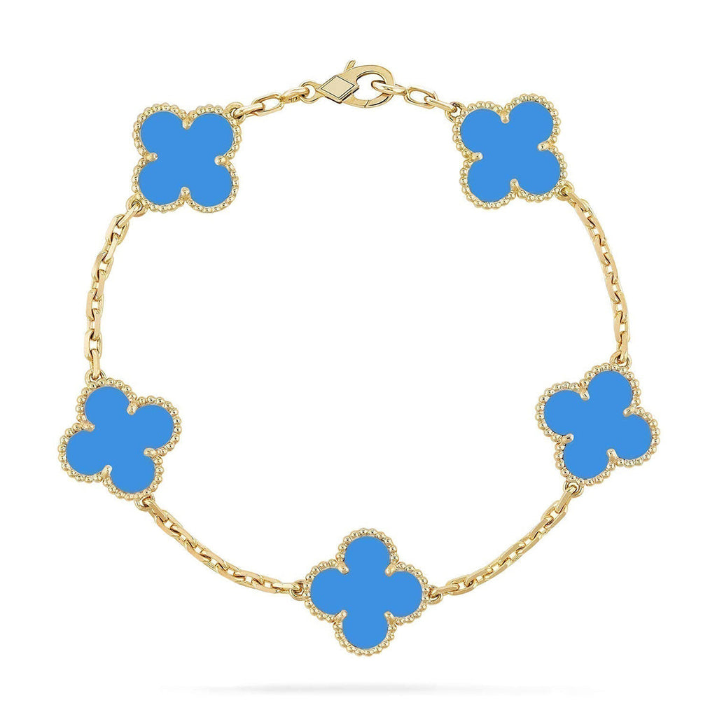 [Star]New CLOVER 5 MOTIF BLUE AGATE BRACELET COLLECTION