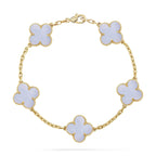 [Star]New  CLOVER 5 MOTIF PURPLE CHALCEDONY BRACELET COLLECTION
