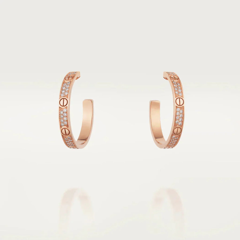 ¡®Star¡¯LOVE DIAMOND PINK GOLD HOOP EARRINGS