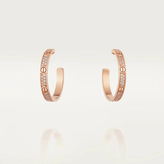 ¡®Moco¡¯LOVE DIAMOND PINK GOLD HOOP EARRINGS