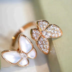 ¡®Star¡¯TWIN BUTTERFLY DIAMOND MOP RING