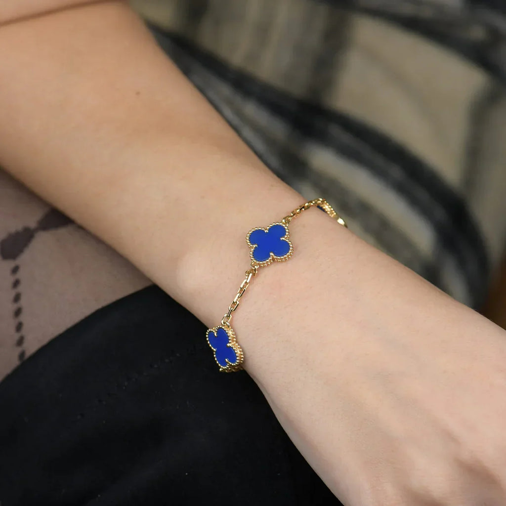 [Star]New CLOVER 5 MOTIF BLUE AGATE BRACELET COLLECTION