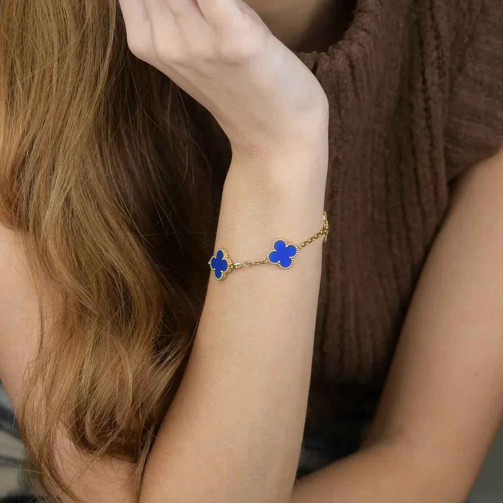 [Star]New CLOVER 5 MOTIF BLUE AGATE BRACELET COLLECTION