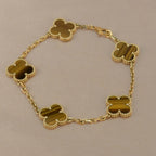 [Star]New  CLOVER 5 MOTIFS TIGER EYE BRACELET COLLECTION