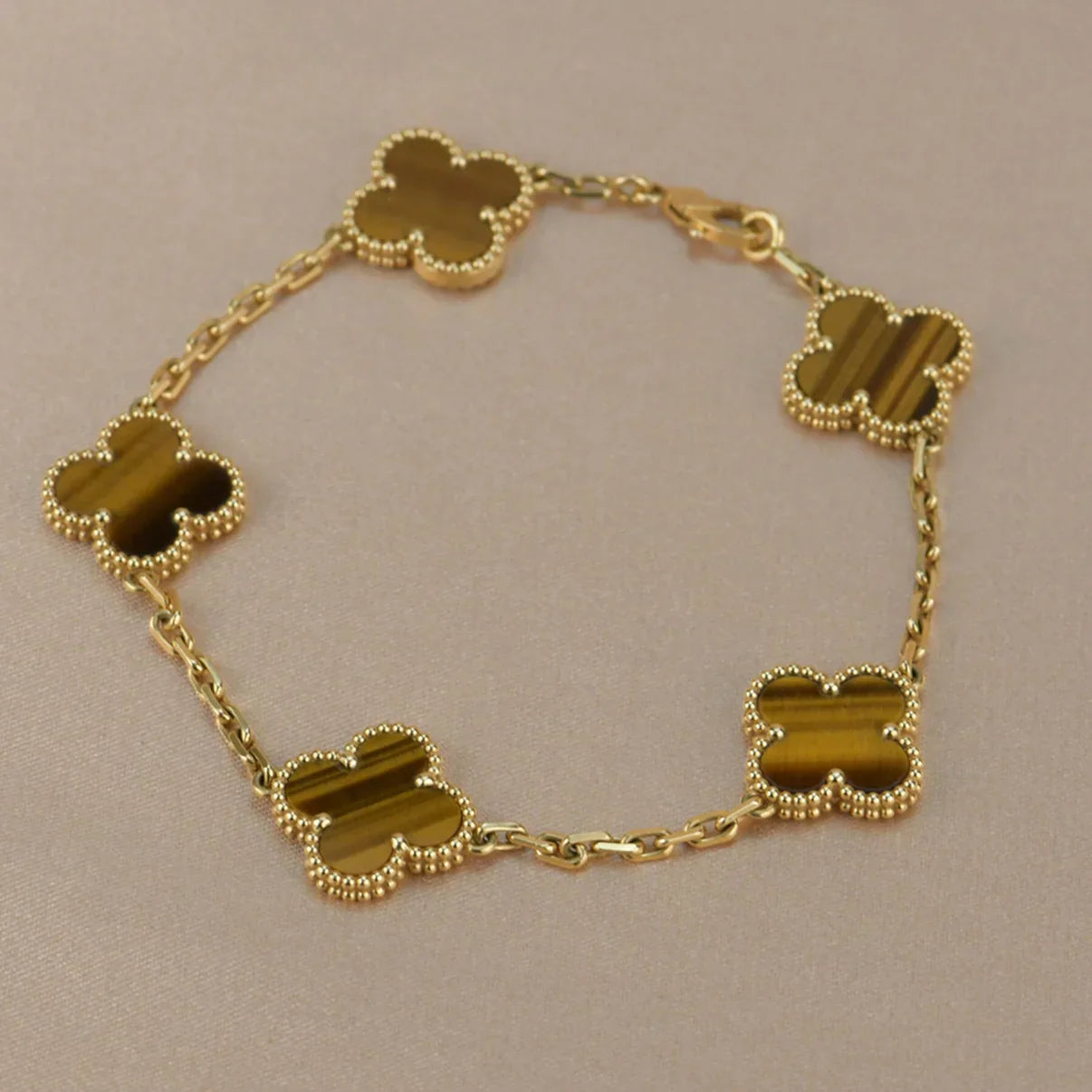 [Star]New  CLOVER 5 MOTIFS TIGER EYE BRACELET COLLECTION