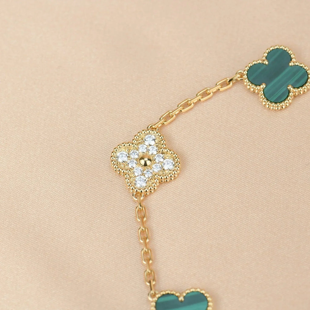 [Star]New  CLOVER 5 MOTIF MALACHITE BRACELET COLLECTION