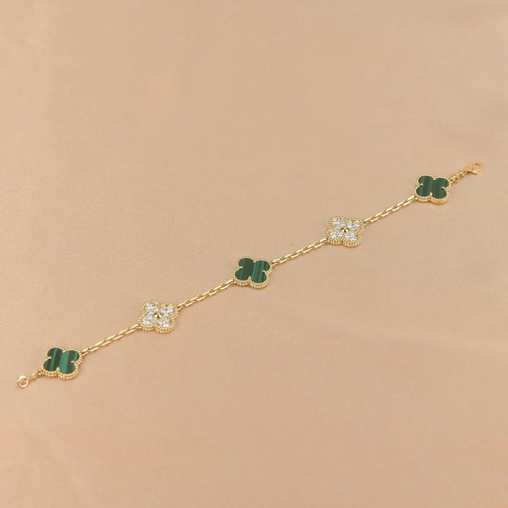 [Star]New  CLOVER 5 MOTIF MALACHITE BRACELET COLLECTION