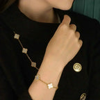 [Star]New CLOVER WHITE PEARL MOP 5 MOTIF BRACELET COLLECTION