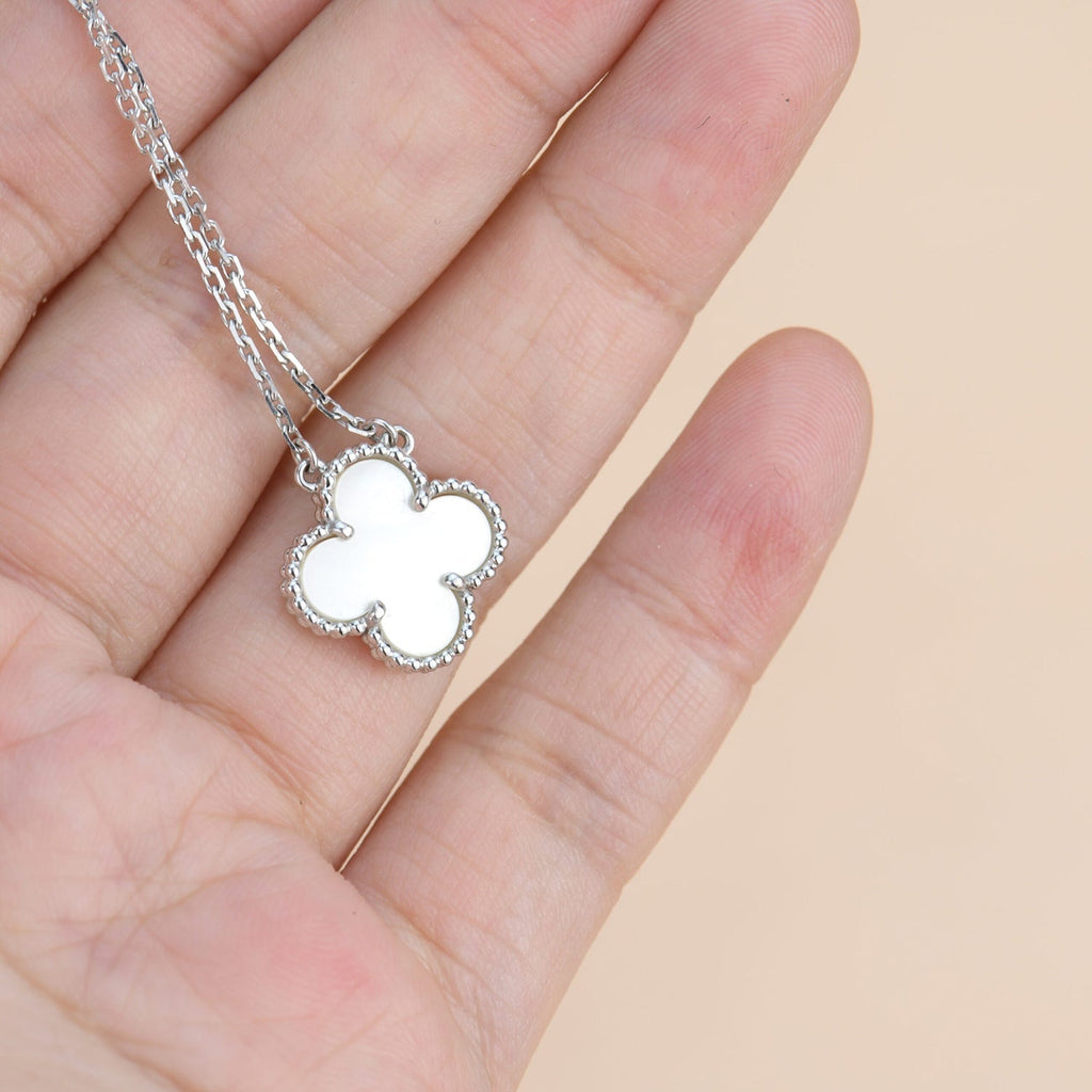 ¡®Star¡¯CLOVER  15MM WHITE MOTHER-OF-PEARL SILVER