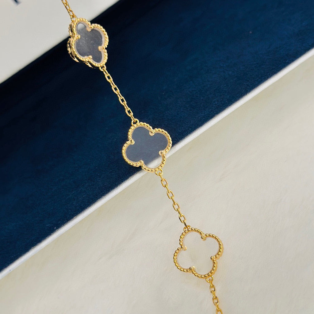 [Star]New CLOVER 5 MOTIF ROCK CRYSTAL BRACELET