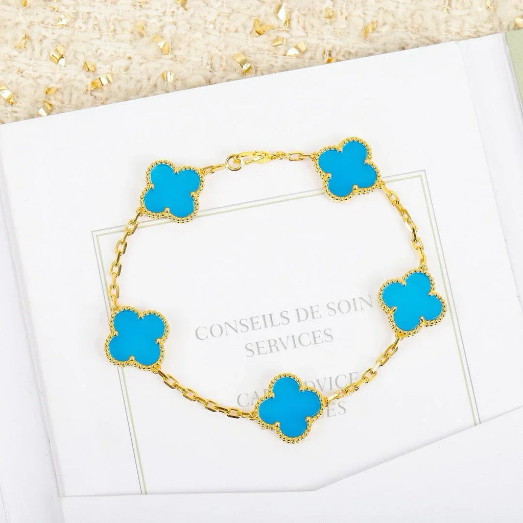[Star]New  CLOVER 5 MOTIF TURQUOISE BRACELET COLLECTION
