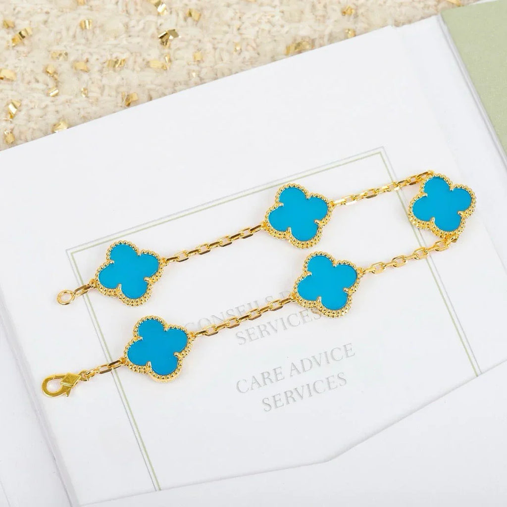 [Star]New  CLOVER 5 MOTIF TURQUOISE BRACELET COLLECTION